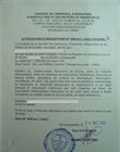 Attestation d'inscription à la chambre du commerce